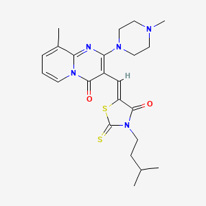 molecular formula C23H29N5O2S2 B12157668 9-methyl-3-{(Z)-[3-(3-methylbutyl)-4-oxo-2-thioxo-1,3-thiazolidin-5-ylidene]methyl}-2-(4-methylpiperazin-1-yl)-4H-pyrido[1,2-a]pyrimidin-4-one 