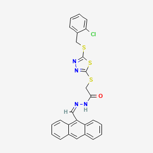 molecular formula C26H19ClN4OS3 B12157704 N-[(E)-anthracen-9-ylmethylideneamino]-2-[[5-[(2-chlorophenyl)methylsulfanyl]-1,3,4-thiadiazol-2-yl]sulfanyl]acetamide 