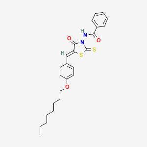 molecular formula C25H28N2O3S2 B12157723 N-{(5Z)-5-[4-(octyloxy)benzylidene]-4-oxo-2-thioxo-1,3-thiazolidin-3-yl}benzamide 