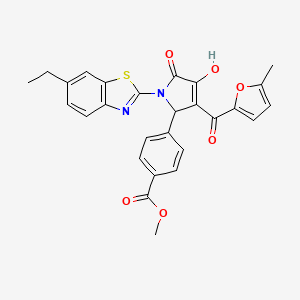 molecular formula C27H22N2O6S B12157729 methyl 4-{(3E)-1-(6-ethyl-1,3-benzothiazol-2-yl)-3-[hydroxy(5-methylfuran-2-yl)methylidene]-4,5-dioxopyrrolidin-2-yl}benzoate 
