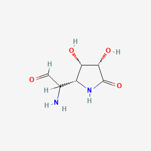 molecular formula C6H10N2O4 B1215775 2-amino-2-[(2R,3S,4S)-3,4-dihydroxy-5-oxopyrrolidin-2-yl]acetaldehyde CAS No. 88760-87-6