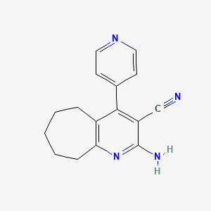 molecular formula C16H16N4 B1215781 2-amino-4-pyridin-4-yl-6,7,8,9-tetrahydro-5H-cyclohepta[b]pyridine-3-carbonitrile 