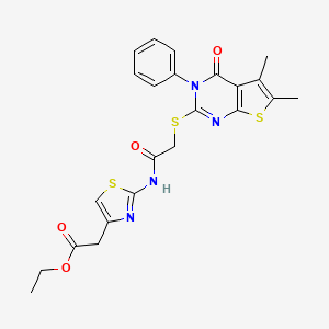 molecular formula C23H22N4O4S3 B12158083 ethyl [(2Z)-2-({[(5,6-dimethyl-4-oxo-3-phenyl-3,4-dihydrothieno[2,3-d]pyrimidin-2-yl)sulfanyl]acetyl}imino)-2,3-dihydro-1,3-thiazol-4-yl]acetate 