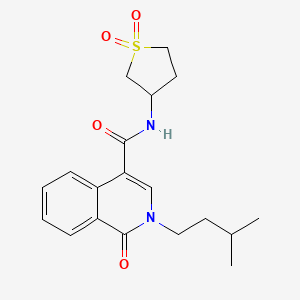 molecular formula C19H24N2O4S B12158153 N-(1,1-dioxidotetrahydrothiophen-3-yl)-2-(3-methylbutyl)-1-oxo-1,2-dihydroisoquinoline-4-carboxamide 