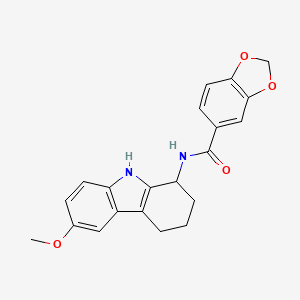 molecular formula C21H20N2O4 B12158183 N-(6-methoxy-2,3,4,9-tetrahydro-1H-carbazol-1-yl)-1,3-benzodioxole-5-carboxamide 