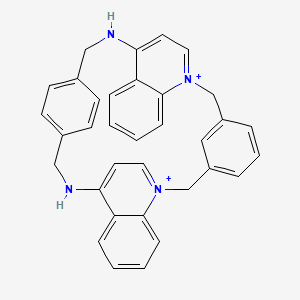 molecular formula C34H30N4+2 B1215830 6,10-Diaza-1,5(1,4)-diquinolin-1-iuma-3(1,3),8(1,4)-dibenzenacyclodecaphane-11,51-diium 