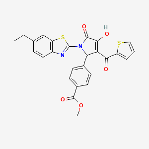 molecular formula C26H20N2O5S2 B12158328 methyl 4-{(3E)-1-(6-ethyl-1,3-benzothiazol-2-yl)-3-[hydroxy(thiophen-2-yl)methylidene]-4,5-dioxopyrrolidin-2-yl}benzoate 