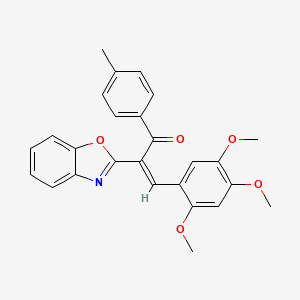 molecular formula C26H23NO5 B12158335 (2Z)-2-(1,3-benzoxazol-2-yl)-1-(4-methylphenyl)-3-(2,4,5-trimethoxyphenyl)prop-2-en-1-one 