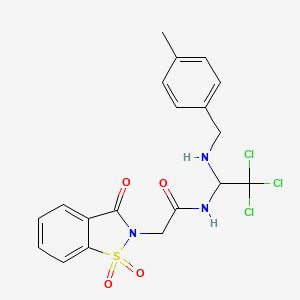 molecular formula C19H18Cl3N3O4S B12158338 2-(1,1-dioxido-3-oxo-1,2-benzothiazol-2(3H)-yl)-N-{2,2,2-trichloro-1-[(4-methylbenzyl)amino]ethyl}acetamide 