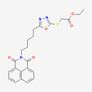 molecular formula C23H23N3O5S B12158473 ethyl ({5-[5-(1,3-dioxo-1H-benzo[de]isoquinolin-2(3H)-yl)pentyl]-1,3,4-oxadiazol-2-yl}sulfanyl)acetate 