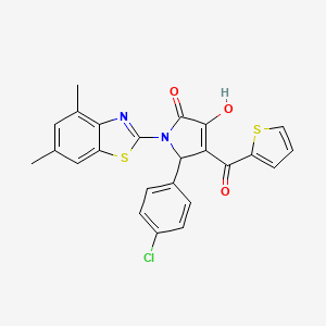 molecular formula C24H17ClN2O3S2 B12158482 (4E)-5-(4-chlorophenyl)-1-(4,6-dimethyl-1,3-benzothiazol-2-yl)-4-[hydroxy(thiophen-2-yl)methylidene]pyrrolidine-2,3-dione 