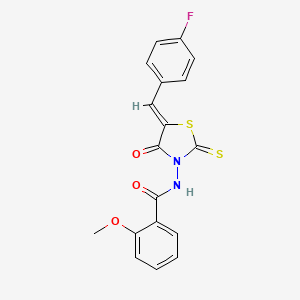 molecular formula C18H13FN2O3S2 B12158531 N-[(5Z)-5-(4-fluorobenzylidene)-4-oxo-2-thioxo-1,3-thiazolidin-3-yl]-2-methoxybenzamide 