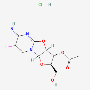 molecular formula C11H13ClIN3O5 B1215859 2,2'-Anhydro-1-(3'-O-acetyl-beta-arabinofuranosyl)-5-iodocytosine hydrochloride CAS No. 51391-98-1