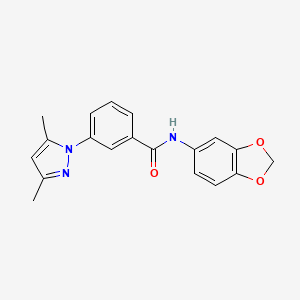 molecular formula C19H17N3O3 B12158614 N-(1,3-benzodioxol-5-yl)-3-(3,5-dimethyl-1H-pyrazol-1-yl)benzamide 