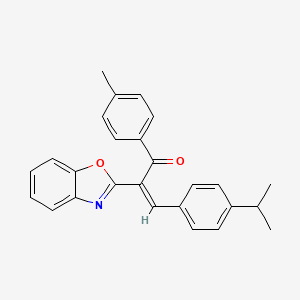 molecular formula C26H23NO2 B12158641 (2Z)-2-(1,3-benzoxazol-2-yl)-1-(4-methylphenyl)-3-[4-(propan-2-yl)phenyl]prop-2-en-1-one 