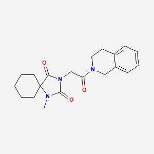 molecular formula C20H25N3O3 B12158697 3-[2-(3,4-dihydroisoquinolin-2(1H)-yl)-2-oxoethyl]-1-methyl-1,3-diazaspiro[4.5]decane-2,4-dione 