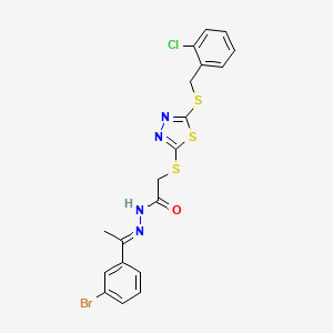 molecular formula C19H16BrClN4OS3 B12158725 N'-[(1E)-1-(3-bromophenyl)ethylidene]-2-({5-[(2-chlorobenzyl)sulfanyl]-1,3,4-thiadiazol-2-yl}sulfanyl)acetohydrazide 
