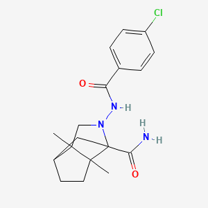 molecular formula C18H22ClN3O2 B12158757 2-{[(4-chlorophenyl)carbonyl]amino}-3a,6a-dimethylhexahydro-1,4-methanocyclopenta[c]pyrrole-1(2H)-carboxamide 