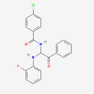 molecular formula C21H16ClFN2O2 B12158790 4-chloro-N-{1-[(2-fluorophenyl)amino]-2-oxo-2-phenylethyl}benzamide 