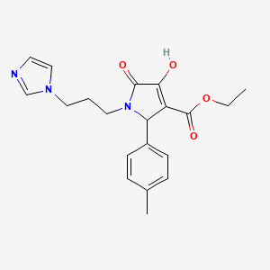 molecular formula C20H23N3O4 B12158799 ethyl 4-hydroxy-1-[3-(1H-imidazol-1-yl)propyl]-2-(4-methylphenyl)-5-oxo-2,5-dihydro-1H-pyrrole-3-carboxylate 