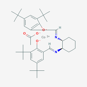 molecular formula C38H55CoN2O4 B121589 Cobalt(3+);2,4-ditert-butyl-6-[[(1R,2R)-2-[(3,5-ditert-butyl-2-oxidophenyl)methylideneamino]cyclohexyl]iminomethyl]phenolate;acetate CAS No. 201870-82-8
