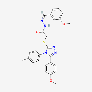 molecular formula C26H25N5O3S B12158944 N'-[(Z)-(3-methoxyphenyl)methylidene]-2-{[5-(4-methoxyphenyl)-4-(4-methylphenyl)-4H-1,2,4-triazol-3-yl]sulfanyl}acetohydrazide 
