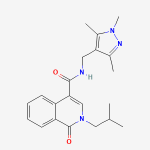 molecular formula C21H26N4O2 B12159245 2-isobutyl-1-oxo-N-[(1,3,5-trimethyl-1H-pyrazol-4-yl)methyl]-1,2-dihydro-4-isoquinolinecarboxamide 