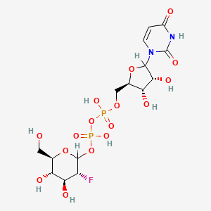 molecular formula C15H23FN2O16P2 B1215926 [[(2R,3S,4R)-5-(2,4-dioxopyrimidin-1-yl)-3,4-dihydroxyoxolan-2-yl]methoxy-hydroxyphosphoryl] [(3R,4S,5S,6R)-3-fluoro-4,5-dihydroxy-6-(hydroxymethyl)oxan-2-yl] hydrogen phosphate CAS No. 67341-43-9