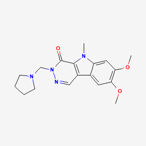molecular formula C18H22N4O3 B12159307 7,8-dimethoxy-5-methyl-3-(pyrrolidin-1-ylmethyl)-3,5-dihydro-4H-pyridazino[4,5-b]indol-4-one 