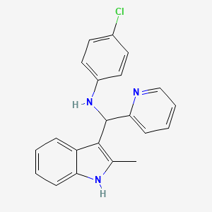 molecular formula C21H18ClN3 B12159309 4-chloro-N-[(2-methyl-1H-indol-3-yl)(pyridin-2-yl)methyl]aniline 
