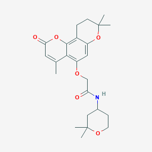 molecular formula C24H31NO6 B12159313 N-(2,2-dimethyltetrahydro-2H-pyran-4-yl)-2-[(4,8,8-trimethyl-2-oxo-9,10-dihydro-2H,8H-pyrano[2,3-f]chromen-5-yl)oxy]acetamide 