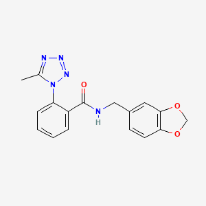 molecular formula C17H15N5O3 B12159317 N-(1,3-benzodioxol-5-ylmethyl)-2-(5-methyl-1H-tetrazol-1-yl)benzamide 
