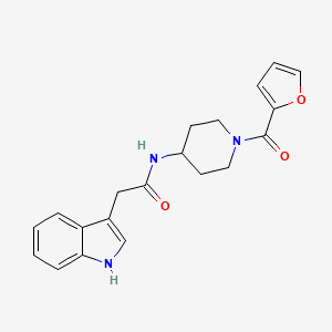 molecular formula C20H21N3O3 B12159336 N-[1-(furan-2-ylcarbonyl)piperidin-4-yl]-2-(1H-indol-3-yl)acetamide 