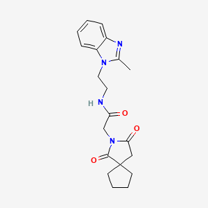 molecular formula C20H24N4O3 B12159348 2-(1,3-dioxo-2-azaspiro[4.4]non-2-yl)-N-[2-(2-methyl-1H-benzimidazol-1-yl)ethyl]acetamide 