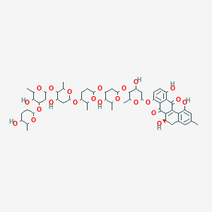 molecular formula C55H74O22 B1215940 (6R)-1,6,11-trihydroxy-8-[4-hydroxy-5-[5-hydroxy-4-[5-[4-hydroxy-5-[5-hydroxy-4-(5-hydroxy-6-methyloxan-2-yl)oxy-6-methyloxan-2-yl]oxy-6-methyloxan-2-yl]oxy-6-methyloxan-2-yl]oxy-6-methyloxan-2-yl]oxy-6-methyloxan-2-yl]oxy-3-methyl-5,6-dihydrobenzo[a]anthracene-7,12-dione 