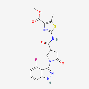 molecular formula C18H16FN5O4S B12159442 methyl 2-({[1-(4-fluoro-1H-indazol-3-yl)-5-oxopyrrolidin-3-yl]carbonyl}amino)-5-methyl-1,3-thiazole-4-carboxylate 