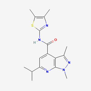 molecular formula C17H21N5OS B12159457 N-[(2Z)-4,5-dimethyl-1,3-thiazol-2(3H)-ylidene]-1,3-dimethyl-6-(propan-2-yl)-1H-pyrazolo[3,4-b]pyridine-4-carboxamide 