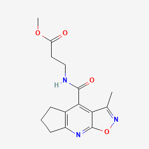 molecular formula C15H17N3O4 B12159461 methyl 3-(3-methyl-6,7-dihydro-5H-cyclopenta[b]isoxazolo[4,5-e]pyridine-4-carboxamido)propanoate 