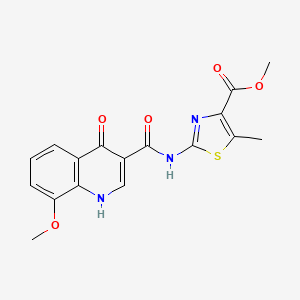 molecular formula C17H15N3O5S B12159511 Methyl 2-{[(4-hydroxy-8-methoxyquinolin-3-yl)carbonyl]amino}-5-methyl-1,3-thiazole-4-carboxylate 