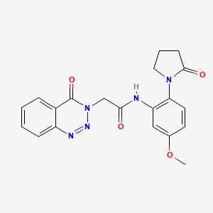 molecular formula C20H19N5O4 B12159526 N-[5-methoxy-2-(2-oxopyrrolidin-1-yl)phenyl]-2-(4-oxo-1,2,3-benzotriazin-3(4H)-yl)acetamide 