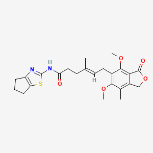 molecular formula C24H28N2O5S B12159564 (E)-N-(5,6-dihydro-4H-cyclopenta[d]thiazol-2-yl)-6-(4,6-dimethoxy-7-methyl-3-oxo-1,3-dihydroisobenzofuran-5-yl)-4-methylhex-4-enamide 