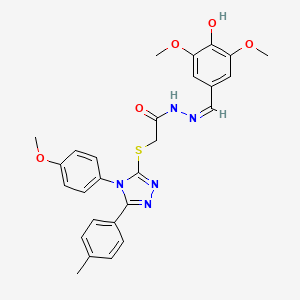 molecular formula C27H27N5O5S B12159583 N'-[(Z)-(4-hydroxy-3,5-dimethoxyphenyl)methylidene]-2-{[4-(4-methoxyphenyl)-5-(4-methylphenyl)-4H-1,2,4-triazol-3-yl]sulfanyl}acetohydrazide 