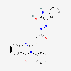 molecular formula C24H17N5O3S B12159611 N'-[(3E)-2-oxo-1,2-dihydro-3H-indol-3-ylidene]-2-[(4-oxo-3-phenyl-3,4-dihydroquinazolin-2-yl)sulfanyl]acetohydrazide 
