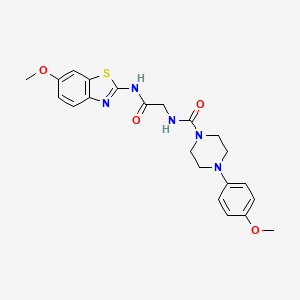 molecular formula C22H25N5O4S B12159630 N-{2-[(6-methoxy-1,3-benzothiazol-2-yl)amino]-2-oxoethyl}-4-(4-methoxyphenyl)piperazine-1-carboxamide 