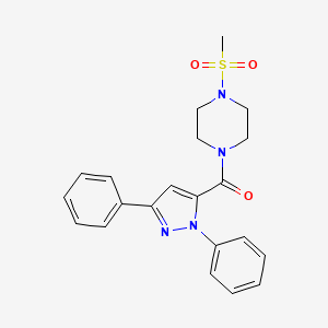 molecular formula C21H22N4O3S B12159652 (1,3-diphenyl-1H-pyrazol-5-yl)[4-(methylsulfonyl)piperazin-1-yl]methanone 