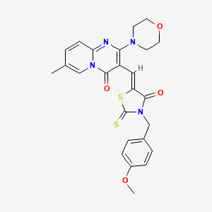 molecular formula C25H24N4O4S2 B12159684 3-{(Z)-[3-(4-methoxybenzyl)-4-oxo-2-thioxo-1,3-thiazolidin-5-ylidene]methyl}-7-methyl-2-(morpholin-4-yl)-4H-pyrido[1,2-a]pyrimidin-4-one 