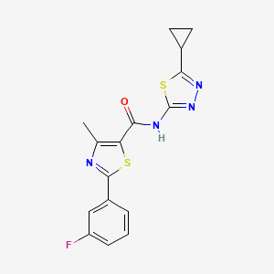 molecular formula C16H13FN4OS2 B12159772 N-(5-cyclopropyl-1,3,4-thiadiazol-2-yl)-2-(3-fluorophenyl)-4-methylthiazole-5-carboxamide 