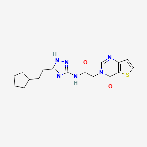 molecular formula C17H20N6O2S B12159959 N-[3-(2-cyclopentylethyl)-1H-1,2,4-triazol-5-yl]-2-(4-oxothieno[3,2-d]pyrimidin-3(4H)-yl)acetamide 