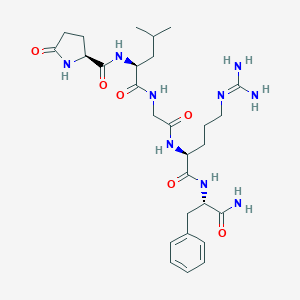 molecular formula C28H43N9O6 B121600 Pyroglutamyl-leucyl-glycyl-arginyl-phenylalaninamide CAS No. 148297-92-1