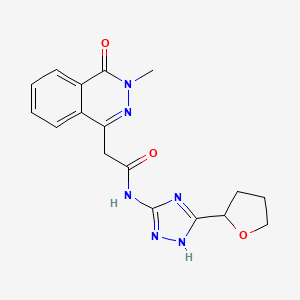 molecular formula C17H18N6O3 B12160016 2-(3-methyl-4-oxo-3,4-dihydrophthalazin-1-yl)-N-[3-(tetrahydrofuran-2-yl)-1H-1,2,4-triazol-5-yl]acetamide 